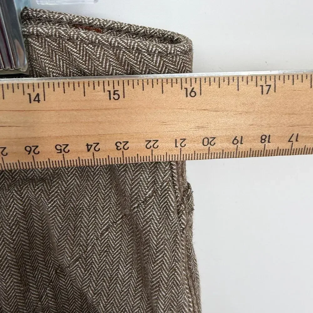 Free‎ People Pants Women’s 29 Brown Ultra Wide Leg Herringbone Bohemian Hippie